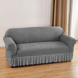 NNEDSZ Silver-grey Single Sofa Bubble Gauze Sofa Cover with Skirt - Full Elastic Dustproof Single Seater 90-140cm