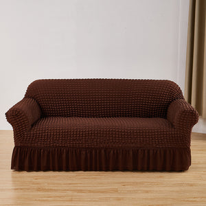 NNEDSZ Dark-coffee Single Sofa Bubble Gauze Sofa Cover with Skirt - Full Elastic Dustproof Single Seater 90-140cm