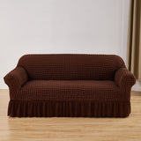 NNEDSZ Dark-coffee Single Sofa Bubble Gauze Sofa Cover with Skirt - Full Elastic Dustproof Single Seater 90-140cm