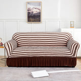 NNEDSZ Pink-coffee Single Sofa Bubble Gauze Sofa Cover with Skirt - Full Elastic Dustproof Single Seater 90-140cm