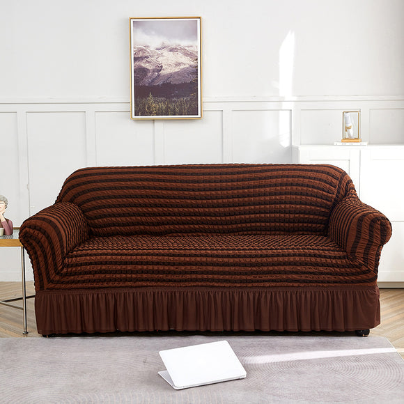 NNEDSZ Light-coffee and Dark-coffee Single Sofa Bubble Gauze Sofa Cover with Skirt - Full Elastic Dustproof Single Seater 90-140cm