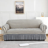 NNEDSZ Grey-white Single Sofa Bubble Gauze Sofa Cover with Skirt - Full Elastic Dustproof Single Seater 90-140cm