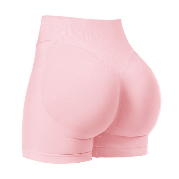 NNEDSZ XL Pink High-Elastic Hip Yoga Shorts - Seamless Mid-Intensity Pilates Workout Shorts