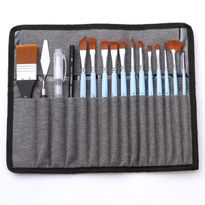 NNEDSZ Light blue 18-Piece Multi-Purpose Nylon Hair Watercolor Brush Set – Professional Painting Tools for Artists
