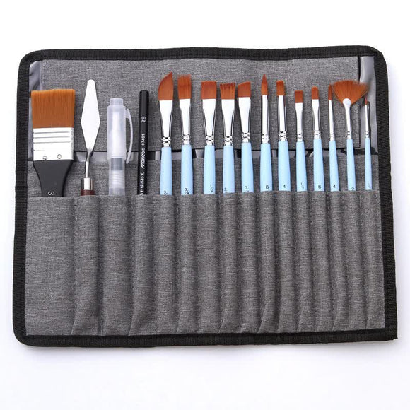 NNEDSZ Light blue 18-Piece Multi-Purpose Nylon Hair Watercolor Brush Set – Professional Painting Tools for Artists