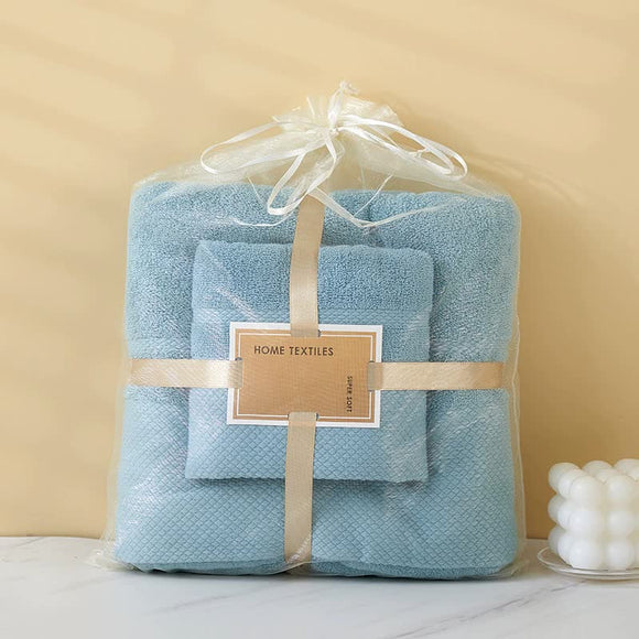 NNEDSZ Blue Soft and Absorbent Towel Set – Wrap Towel and Bath Towel Set for Ultimate Comfort Bath towel 140*70cm, face towel 75*35cm