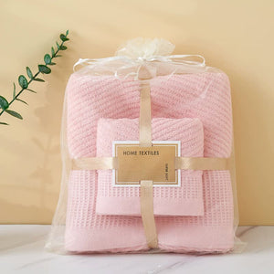 NNEDSZ Pink Solid Color Diagonal Stripe Towel Set-Luxurious Bath and Hand Towels for Home Use Bath towel 140*70cm, face towel 75*35cm