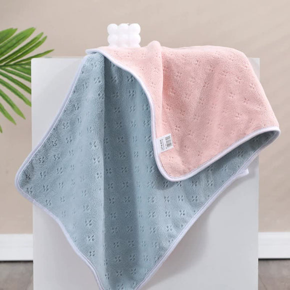 NNEDSZ Blue-pink Oversized Double-Sided Coral Fleece Bath Towel | Soft and Absorbent, Thick & Warm, 70x140cm