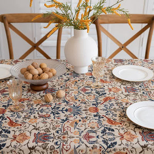 NNEDSZ Floral Vintage Bird Tassel Tablecloth | Vintage Cotton and Linen Jacquard Tablecloth, 90*140cm