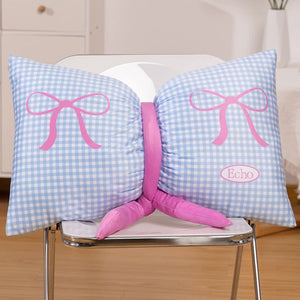 NNEDSZ Blue Cute Butterfly Knot Pillow | Soft Bed & Seat Cushion, Decorative Throw Pillow for Home & Car 65x40cm