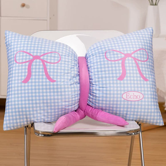 NNEDSZ Blue Cute Butterfly Knot Pillow | Soft Bed & Seat Cushion, Decorative Throw Pillow for Home & Car 65x40cm