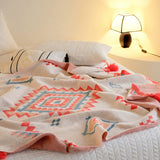 NNEDSZ Orange Bohemian Geometric Tassel Throw Blanket - Soft Cotton Blend for Bedroom, Living Room, and Sofa 150x200cm
