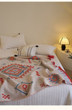 NNEDSZ Orange Bohemian Geometric Tassel Throw Blanket - Soft Cotton Blend for Bedroom, Living Room, and Sofa 150x200cm
