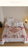 NNEDSZ Orange Bohemian Geometric Tassel Throw Blanket - Soft Cotton Blend for Bedroom, Living Room, and Sofa 150x200cm