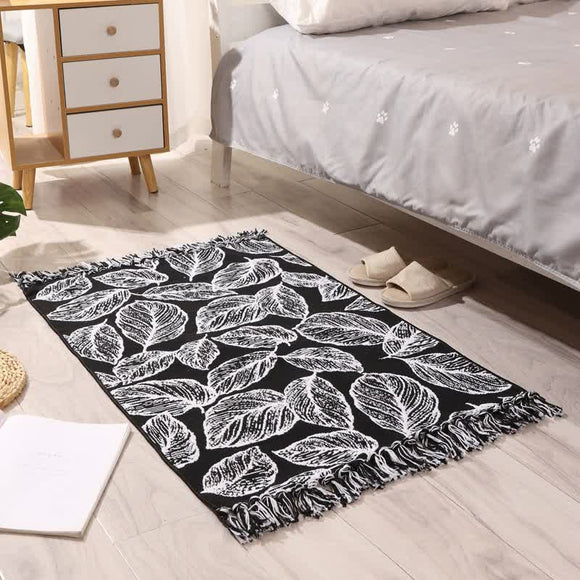 NNEDSZ Handwoven Cotton Tassel Floor Rug for Bedroom or Living Room|Soft, Modern Geometric Design,60x90cm