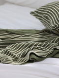 NNEDSZ Green Cozy Knit Throw Blanket with Fringe - Stylish Striped  Bed End Cover, 127x170CM