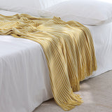 NNEDSZ Yellow Cozy Knit Throw Blanket with Fringe - Stylish Striped  Bed End Cover, 127x220CM