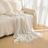 NNEDSZ Orange Premium Woven Knitted Throw Blanket with Tassels | Soft, Cozy Sofa & Bed Blanket, Perfect for Office or Afternoon Naps 130x220cm