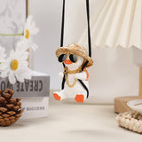 NNEDSZ White+Orange 2 pcs Rocking Duck Car Ornament - Cute duck figurine with hat and small school bag, car interior decoration