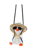 NNEDSZ White+Orange 2 pcs Rocking Duck Car Ornament - Cute duck figurine with hat and small school bag, car interior decoration