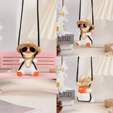 NNEDSZ White+Orange 2 pcs Rocking Duck Car Ornament - Cute duck figurine with hat and small school bag, car interior decoration