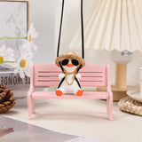NNEDSZ White+Orange 2 pcs Rocking Duck Car Ornament - Cute duck figurine with hat and small school bag, car interior decoration