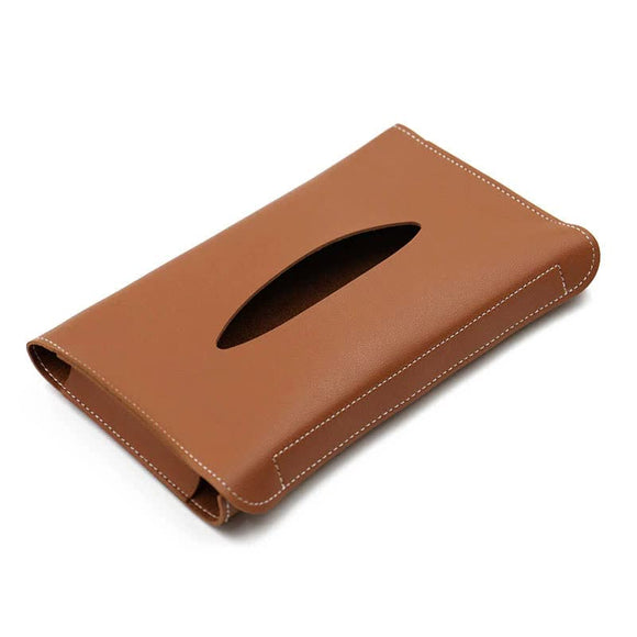 NNEDSZ 2 pcs Brown Car Sun Visor Tissue Holder - PU Leather Napkin Dispenser for Vehicle Interior