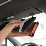 NNEDSZ 2 pcs Brown Car Sun Visor Tissue Holder - PU Leather Napkin Dispenser for Vehicle Interior