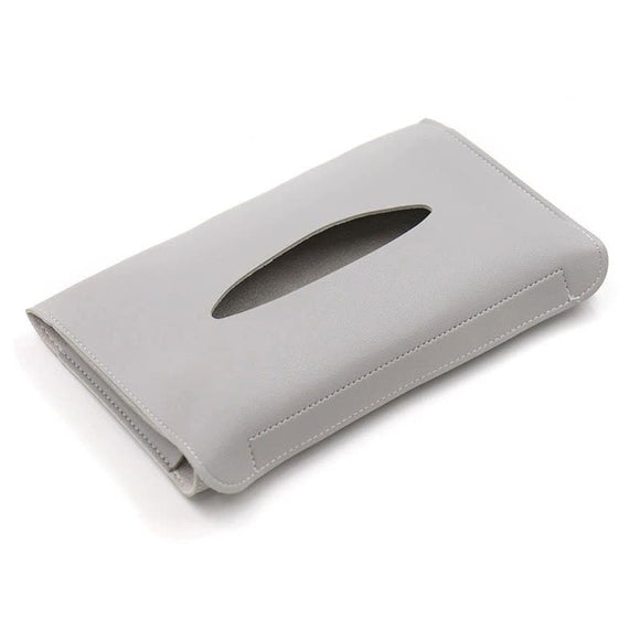 NNEDSZ 2 pcs Grey Car Sun Visor Tissue Holder - PU Leather Napkin Dispenser for Vehicle Interior