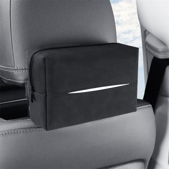 NNEDSZ 2 pcs Black Stylish Car Tissue Box for Seat Back - Car Interior Tissue Pack for Seat Back, Armrest Box, Sun Visor 18.5x12.5x7cm