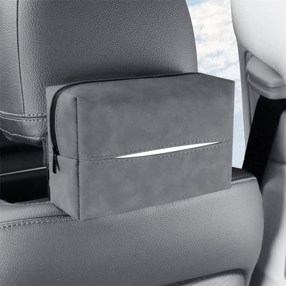 NNEDSZ 2 pcs Grey Stylish Car Tissue Box for Seat Back - Car Interior Tissue Pack for Seat Back, Armrest Box, Sun Visor 18.5x12.5x7cm