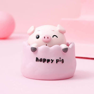 NNEDSZ 2 pcs Pink Cute Pig Head Bobble Head Car Ornament | Resin Pig Doll for Car Dashboard Decoration 6.5x7cm