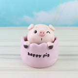 NNEDSZ 2 pcs Pink Cute Pig Head Bobble Head Car Ornament | Resin Pig Doll for Car Dashboard Decoration 6.5x7cm