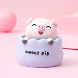 NNEDSZ 2 pcs Blue Cute Pig Head Bobble Head Car Ornament | Resin Pig Doll for Car Dashboard Decoration 6.5x7cm