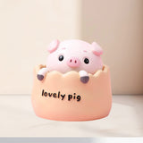 NNEDSZ 2 pcs Yellow Cute Pig Head Bobble Head Car Ornament | Resin Pig Doll for Car Dashboard Decoration 6.5x7cm