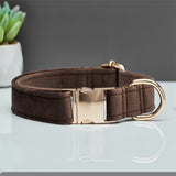 NNEDSZ Dark Brown Durable Dog Collar with Metal Buckle – Adjustable Nylon Pet Collar for Small to Large Dogs size XS