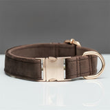 NNEDSZ Dark Brown Durable Dog Collar with Metal Buckle - Adjustable Nylon Pet Collar for Small to Large Dogs Size M