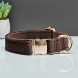 NNEDSZ Dark Brown Durable Dog Collar with Metal Buckle - Adjustable Nylon Pet Collar for Small to Large Dogs Size L
