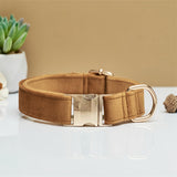NNEDSZ Light Brown Durable Dog Collar with Metal Buckle - Adjustable Nylon Pet Collar for Small to Large Dogs Size L