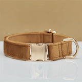 NNEDSZ Light Brown Durable Dog Collar with Metal Buckle - Adjustable Nylon Pet Collar for Small to Large Dogs Size L