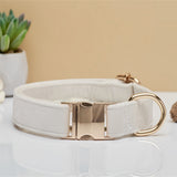 NNEDSZ Beige Durable Dog Collar with Metal Buckle - Adjustable Nylon Pet Collar for Small to Large Dogs Size L