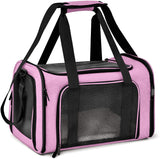 NNEDSZ Pink Portable Pet Travel Carrier Bag - Foldable, Durable, and Comfortable for Small Dogs & Cats 40cmx25cmx25cm