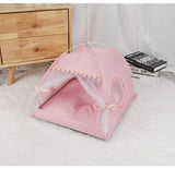 NNEDSZ Pink Floral Portable Folding Pet Tent - Summer Cat & Dog Shelter with Mesh Window, Lightweight and Breathable, Ideal for Travel & Home Use 50x50x45CM