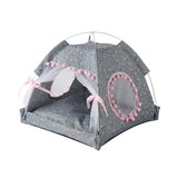 NNEDSZ Gray floral Portable Folding Pet Tent - Summer Cat & Dog Shelter with Mesh Window, Lightweight and Breathable, Ideal for Travel & Home Use 50x50x45CM