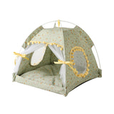NNEDSZ Fruit green floral Portable Folding Pet Tent - Summer Cat & Dog Shelter with Mesh Window, Lightweight and Breathable, Ideal for Travel & Home Use 40x40x35CM