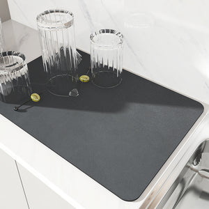 NNEDSZ 2 PCS Dark Gray Kitchen Drying Mat - Super Absorbent Dish & Cup Drainer Pad 30x40cm