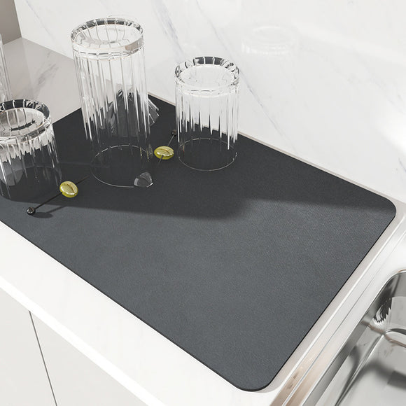NNEDSZ 2 PCS Dark Gray Kitchen Drying Mat - Super Absorbent Dish & Cup Drainer Pad 30x40cm