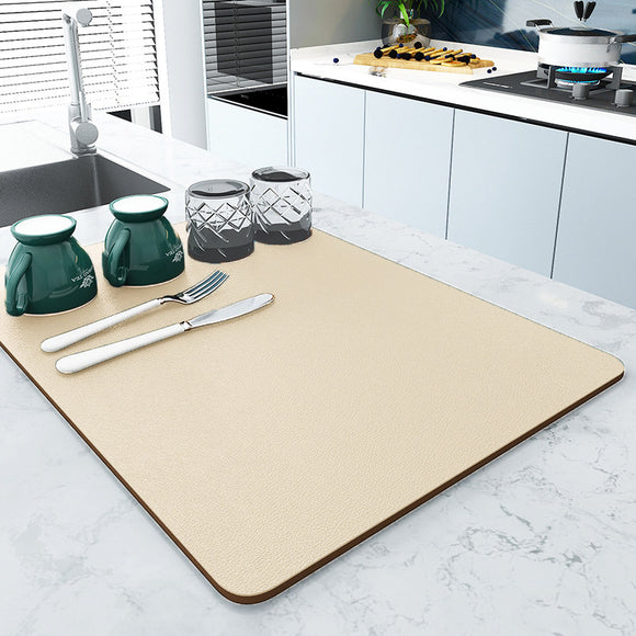 NNEDSZ 2 PCS Beige Kitchen Drying Mat - Super Absorbent Dish & Cup Drainer Pad 30x40cm