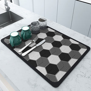 NNEDSZ 2 PCS Hexagonal patterns Kitchen Drying Mat - Super Absorbent Dish & Cup Drainer Pad 30x40cm