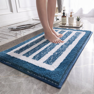 NNEDSZ Blue Stripes Absorbent Striped Bathroom Rug - Non-Slip Bath Mat for Bathroom, Toilet & Shower Room Entrance 50x80cm